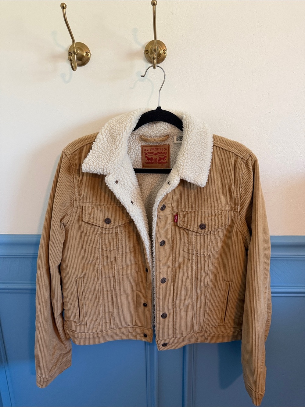 Levi's Tan Corduroy Jacket with Cream Sherpa Collar